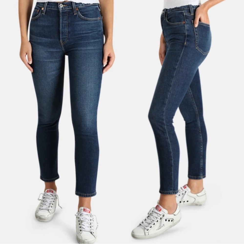 RE/DONE Jeans Women’s 28 Midnight Blue High Waisted Crop Ankle